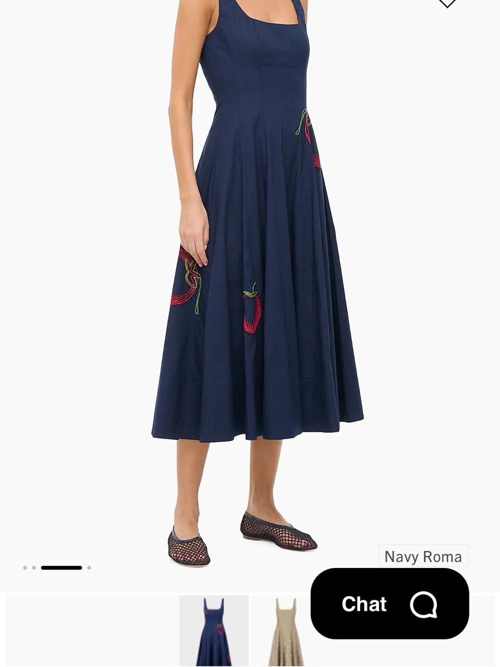 STAUD Navy Midi Dress with Red Embroidery - Picture 2 of 3